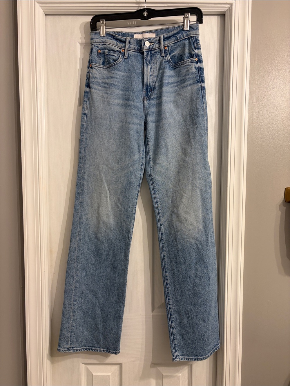 MOTHER Light Blue High-Rise Straight-Leg Jeans